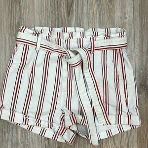 Express red and white nautical extreme high waist shortie shorts size 14